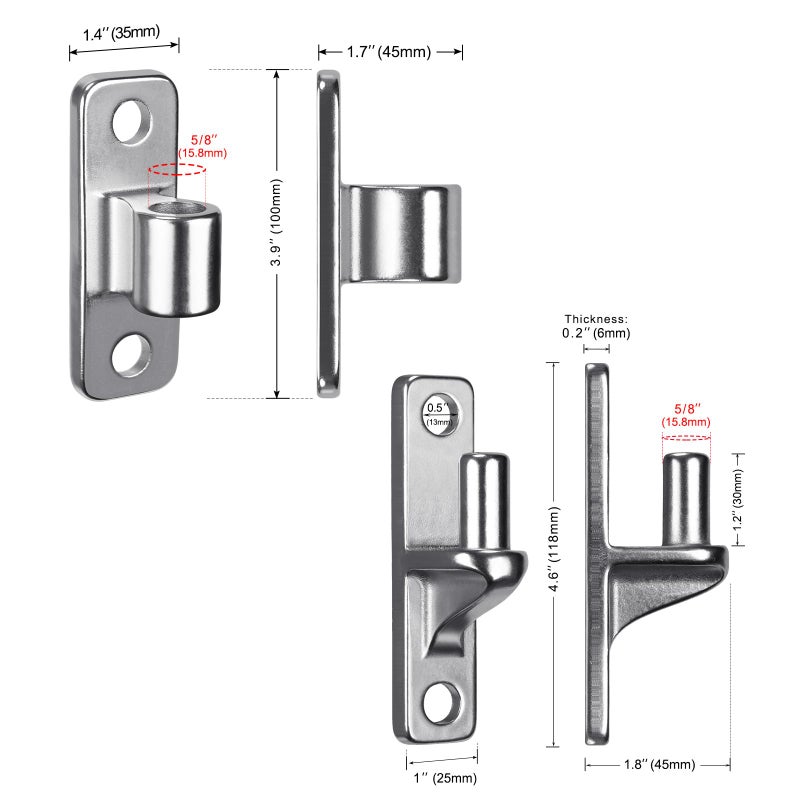 Insaga 304 Stainless Steel Gate Hinges  2Pack Wall Mount Gate Hinges for Farm Gates  One Piece with Non-Welding Chain Link Fence Parts with 5/8''  Gate Hinges for Wooden Fences  Capacity up to 600lbs - Image 4